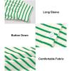 imageAstylish Womens 2025 Oversized Long Sleeve Shirts Button Up Striped Collared Front Pocket TopBlackish Green