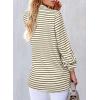 imageAstylish Womens 2025 Oversized Long Sleeve Shirts Button Up Striped Collared Front Pocket TopBrown