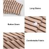 imageAstylish Womens 2025 Oversized Long Sleeve Shirts Button Up Striped Collared Front Pocket TopChestnut