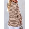 imageAstylish Womens 2025 Oversized Long Sleeve Shirts Button Up Striped Collared Front Pocket TopChestnut