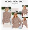 imageAstylish Womens 2025 Oversized Long Sleeve Shirts Button Up Striped Collared Front Pocket TopChestnut