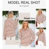 imageAstylish Womens 2025 Oversized Long Sleeve Shirts Button Up Striped Collared Front Pocket TopFiery Red