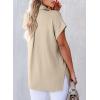 imageAstylish Women 2025 Summer Tops Short Sleeve Shirt V Neck Button Down Blouse Tunic TopBeige