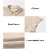 imageAstylish Women 2025 Summer Tops Short Sleeve Shirt V Neck Button Down Blouse Tunic TopBeige
