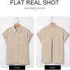 imageAstylish Women 2025 Summer Tops Short Sleeve Shirt V Neck Button Down Blouse Tunic TopBeige