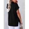 imageAstylish Women 2025 Summer Tops Short Sleeve Shirt V Neck Button Down Blouse Tunic TopBlack