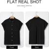 imageAstylish Women 2025 Summer Tops Short Sleeve Shirt V Neck Button Down Blouse Tunic TopBlack