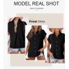 imageAstylish Women 2025 Summer Tops Short Sleeve Shirt V Neck Button Down Blouse Tunic TopBlack