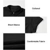 imageAstylish Women 2025 Summer Tops Short Sleeve Shirt V Neck Button Down Blouse Tunic TopBlack