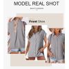 imageAstylish Women 2025 Summer Tops Short Sleeve Shirt V Neck Button Down Blouse Tunic TopLight Grey