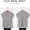 imageAstylish Women 2025 Summer Tops Short Sleeve Shirt V Neck Button Down Blouse Tunic TopLight Grey