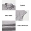 imageAstylish Women 2025 Summer Tops Short Sleeve Shirt V Neck Button Down Blouse Tunic TopLight Grey