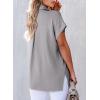 imageAstylish Women 2025 Summer Tops Short Sleeve Shirt V Neck Button Down Blouse Tunic TopLight Grey