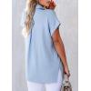 imageAstylish Women 2025 Summer Tops Short Sleeve Shirt V Neck Button Down Blouse Tunic TopMist Blue