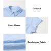 imageAstylish Women 2025 Summer Tops Short Sleeve Shirt V Neck Button Down Blouse Tunic TopMist Blue