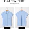 imageAstylish Women 2025 Summer Tops Short Sleeve Shirt V Neck Button Down Blouse Tunic TopMist Blue