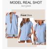 imageAstylish Women 2025 Summer Tops Short Sleeve Shirt V Neck Button Down Blouse Tunic TopMist Blue