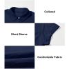 imageAstylish Women 2025 Summer Tops Short Sleeve Shirt V Neck Button Down Blouse Tunic TopNavy Blue