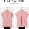 imageAstylish Women 2025 Summer Tops Short Sleeve Shirt V Neck Button Down Blouse Tunic TopPink