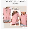 imageAstylish Women 2025 Summer Tops Short Sleeve Shirt V Neck Button Down Blouse Tunic TopPink