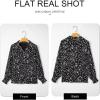 imageAstylish Womens 2025 Casual Polka Dot Blouses Long Sleeve V Neck Alicia Floral Print Collared Shirts Chiffon Bohemian TopsBlack