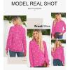 imageAstylish Womens 2025 Casual Polka Dot Blouses Long Sleeve V Neck Alicia Floral Print Collared Shirts Chiffon Bohemian TopsPink