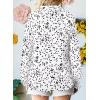 imageAstylish Womens 2025 Casual Polka Dot Blouses Long Sleeve V Neck Alicia Floral Print Collared Shirts Chiffon Bohemian TopsWhite