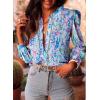 imageAstylish Womens 2025 Casual VNeck Long Sleeve Shirts Paisley Print Tops Floral Boho Blouses TunicDark Blue