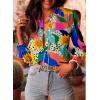 imageAstylish Womens 2025 Casual VNeck Long Sleeve Shirts Paisley Print Tops Floral Boho Blouses TunicOrange