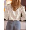 imageAstylish Womens 2025 Lace Crochet Patchwork Floral Shirt Long Sleeve Crew Neck Button Down Boho Blouse TopsPink