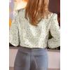 imageAstylish Womens 2025 Lace Crochet Patchwork Floral Shirt Long Sleeve Crew Neck Button Down Boho Blouse TopsYellow