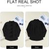 imageAstylish Womens V Neck Long Sleeve Blouse Button Down Solid Color Shirt Bow Tie Front Trendy TopsBlack