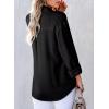 imageAstylish Womens V Neck Long Sleeve Blouse Button Down Solid Color Shirt Bow Tie Front Trendy TopsBlack