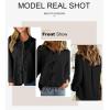imageAstylish Womens V Neck Long Sleeve Blouse Button Down Solid Color Shirt Bow Tie Front Trendy TopsBlack