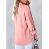 imageAstylish Womens V Neck Long Sleeve Blouse Button Down Solid Color Shirt Bow Tie Front Trendy TopsBlossom