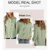 imageAstylish Womens V Neck Long Sleeve Blouse Button Down Solid Color Shirt Bow Tie Front Trendy TopsGrass Green