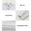 imageAstylish Womens V Neck Long Sleeve Blouse Button Down Solid Color Shirt Bow Tie Front Trendy TopsLight Grey