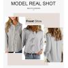 imageAstylish Womens V Neck Long Sleeve Blouse Button Down Solid Color Shirt Bow Tie Front Trendy TopsLight Grey