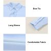 imageAstylish Womens V Neck Long Sleeve Blouse Button Down Solid Color Shirt Bow Tie Front Trendy TopsMyosotis