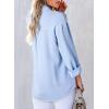 imageAstylish Womens V Neck Long Sleeve Blouse Button Down Solid Color Shirt Bow Tie Front Trendy TopsMyosotis