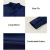 imageAstylish Womens V Neck Long Sleeve Blouse Button Down Solid Color Shirt Bow Tie Front Trendy TopsSail Blue