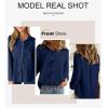 imageAstylish Womens V Neck Long Sleeve Blouse Button Down Solid Color Shirt Bow Tie Front Trendy TopsSail Blue