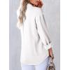 imageAstylish Womens V Neck Long Sleeve Blouse Button Down Solid Color Shirt Bow Tie Front Trendy TopsWhite