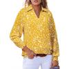 imageAstylish Womens 2025 Casual Polka Dot Blouses Long Sleeve V Neck Alicia Floral Print Collared Shirts Chiffon Bohemian TopsYellow