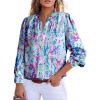 imageAstylish Womens 2025 Casual VNeck Long Sleeve Shirts Paisley Print Tops Floral Boho Blouses TunicDark Blue