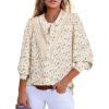 imageAstylish Womens 2025 Lace Crochet Patchwork Floral Shirt Long Sleeve Crew Neck Button Down Boho Blouse TopsPink