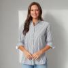 imageGloria Vanderbilt Womens Amanda Oversized Button Down Shirt with Rolltab Sleeves Marine Navy Stripe Small