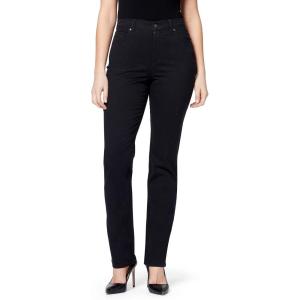 imageGloria Vanderbilt Womens Amanda Classic High Rise Tapered JeanBlack Rinse Wash  Rosette Embroidery