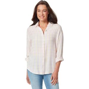 imageGloria Vanderbilt Womens Amanda Oversized Button Down Shirt with Rolltab Sleeves Macadamia Woodland Gingham Small