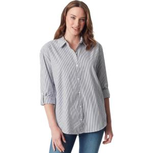 imageGloria Vanderbilt Womens Amanda Oversized Button Down Shirt with Rolltab Sleeves Marine Navy Stripe Small